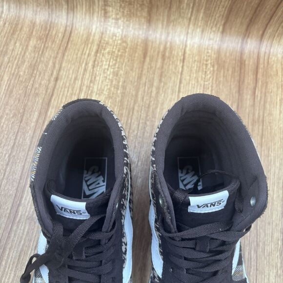 VANS WOMENS FILMORE HI PLAID SHOES SIZE 9.5 Brown Beige Suede Sneakers - Picture 7 of 8